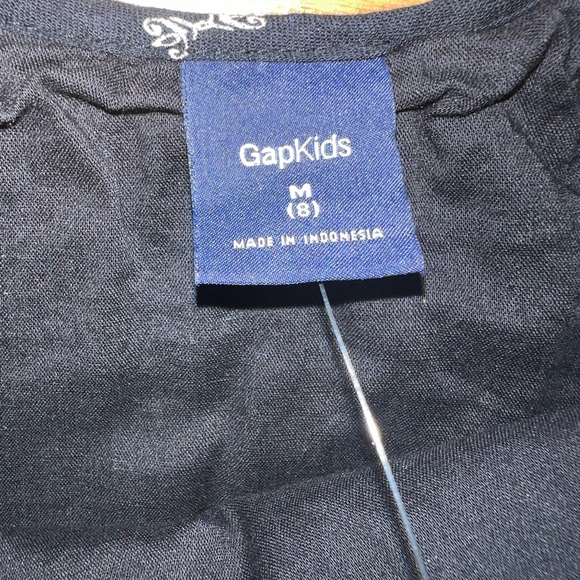 Gap 100% Cotton Black Patterned Dress wth ties at shoulders Girls M (8) lined - Picture 5 of 7